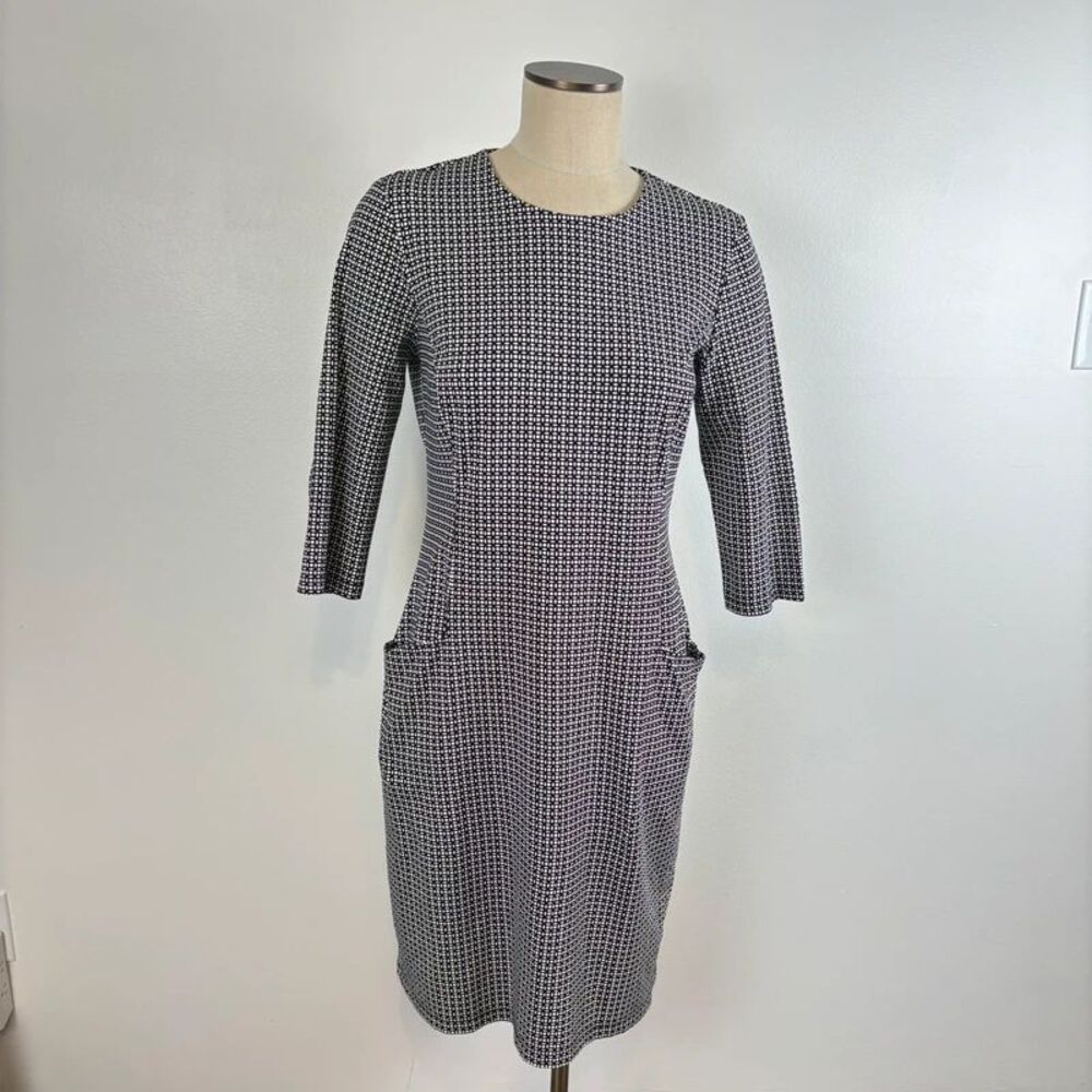 J. McLaughlin Georgiana Shift Dress Women Sz L Black White w Pockets